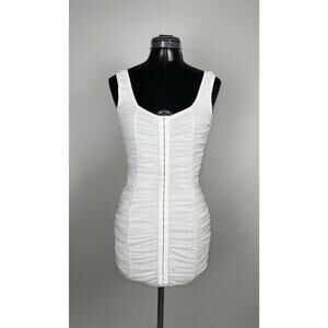 Shinestar White Ruched Bodycon Mini Dress